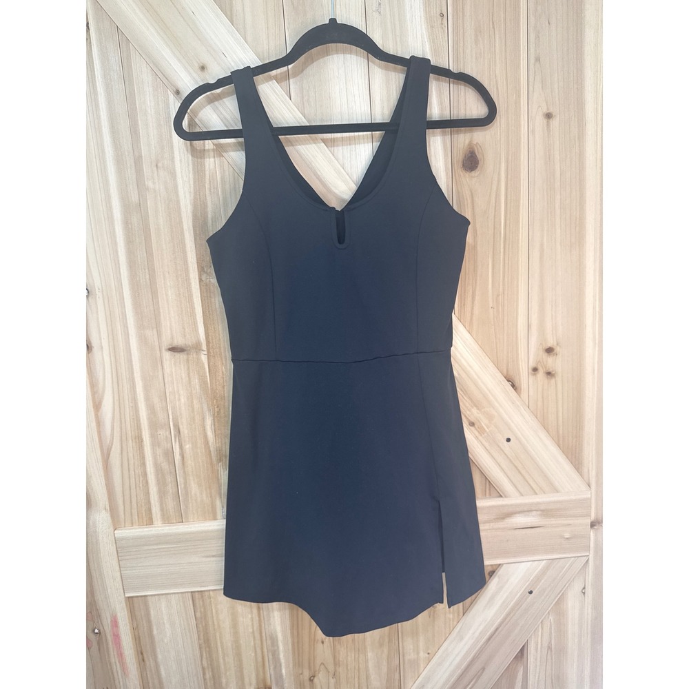 All in Motion Womens Black Active Dress V-Neck Built-in Romper Liner Size M